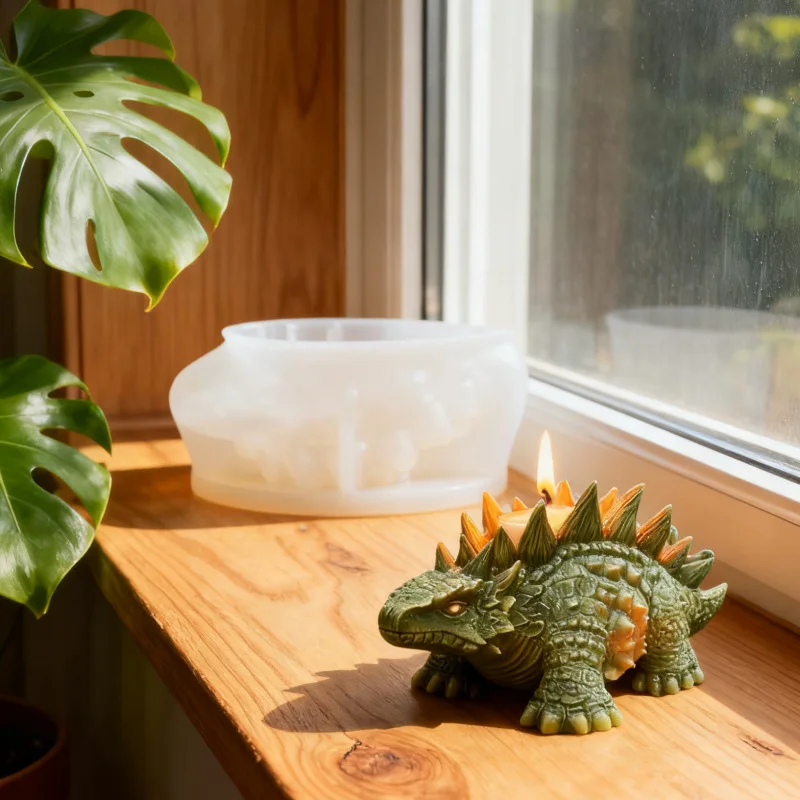 Stegosaurus Dinosaur Candle Silicone Mold DIY Handmade Aromatherapy Candle Gypsum Soap Making Mould Dinosaur Candle Molds