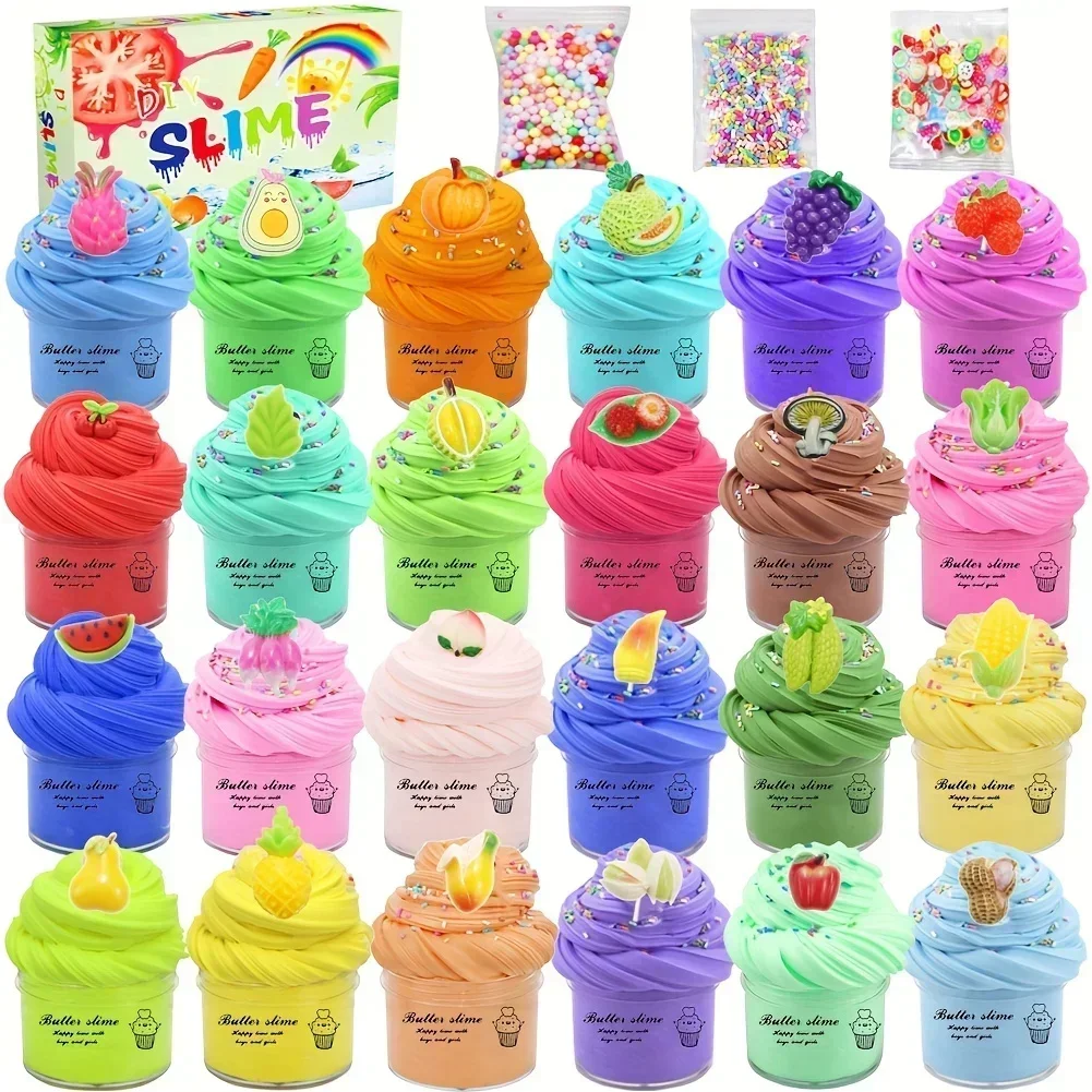 

9/24pack Rainbow Slime Toy Kit for Girls Party Favors Birthday Gift with Stretchy Non-Sticky Stress Relief Putty Slime Kit Toys