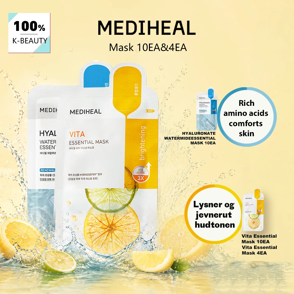 

Mediheal Essential Mask 10EA & 4EA-3 Shades,Oil-Free Water-Like Texture,Sheer Fast-Absorbing,Korean Skincare,Korean Makeup