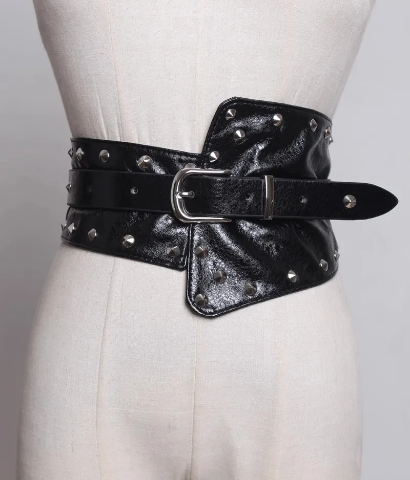 Ceinture à rivets irréguliers de Style Punk pour femmes, Vintage gothique, Design personnalisé, ceinture élastique pour mines terrestres, joint de taille, accessoires