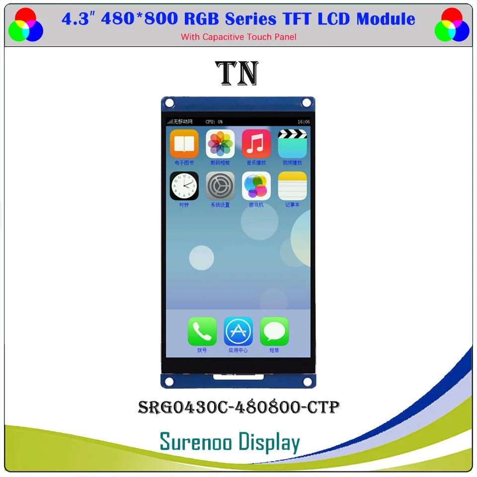 4.3 "polegadas 800*480 480*800 IPS TN 40P_RGB TFT Touch Capacitivo Módulo LCD Painel de Tela Compatível Placa Alientek STM32