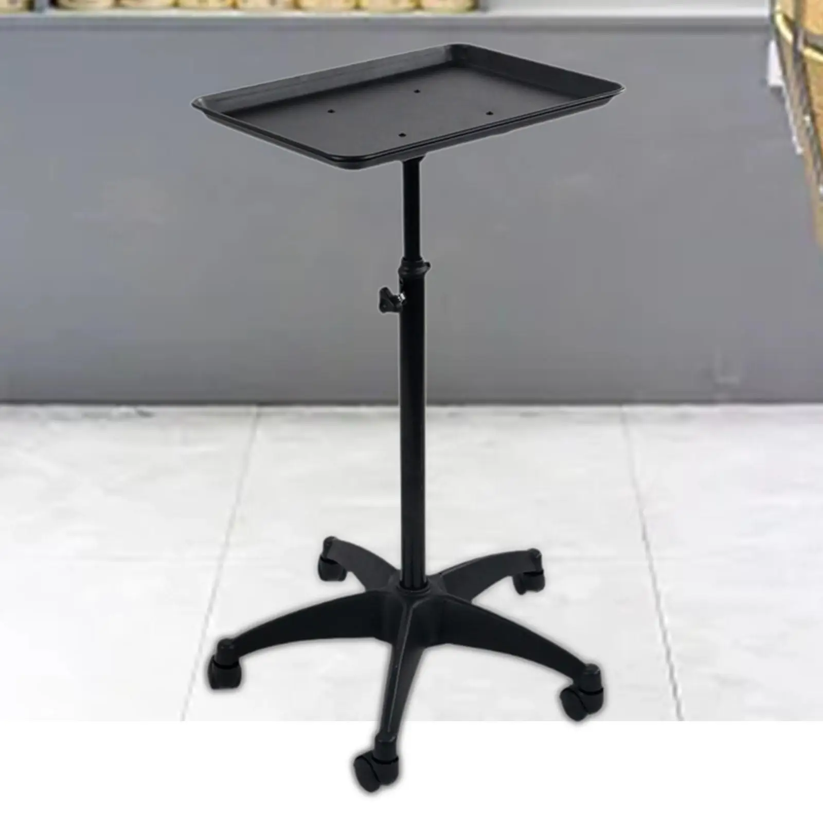 Adjustable Steel Barbershop Tray Cart Salon Trolley with 360 Degree Wheels for Hair Stylist Tool Storage Beauty Equipment