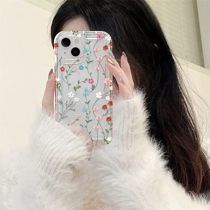 Flower Phone Case For iPhone 16 Pro Case iPhone 15 14 13 12 11 Pro Max 13 12 Mini Shockproof Soft Clear Cover Funda ﻿ image 5