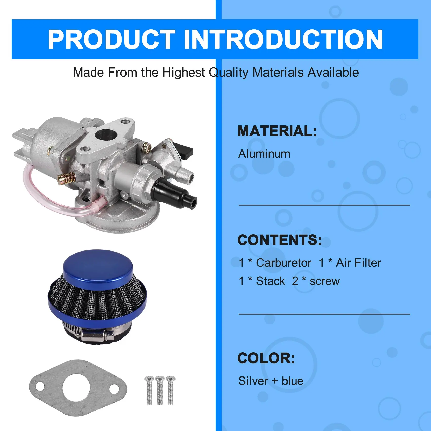 Best-Selling Carburetor Carb Carby + Air Filter + Stack For 2 Stroke 47Cc 49Cc Engine Parts Mini Moto Kids Atv Quad Dirt Pocket