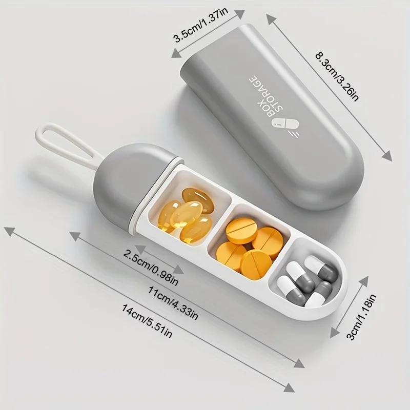 Portable Colorful 3 Spaces Medicine Case Health Care Container Case Pill Box Splitters Travel Pill Box Tiny Box Easy to Carry