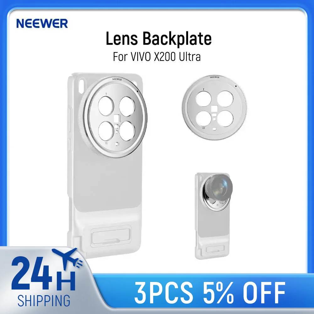 NEEWER Objektiv-Rückplatte für VIVO X200 Ultra, Aluminiumlegierung, 17 mm Gewinde, Telefonobjektiv-Adapterhalter für Haupt- und Teleokameras