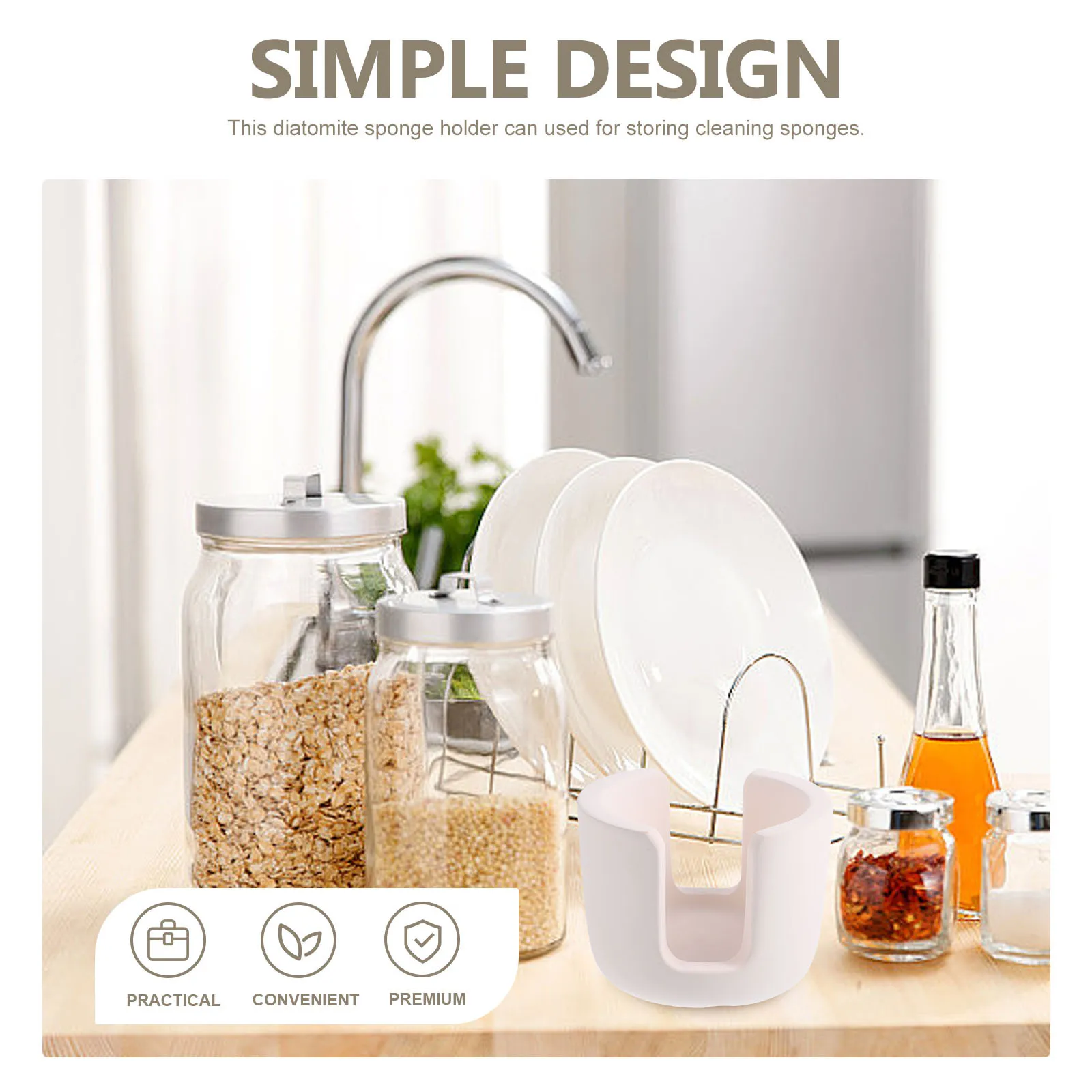 

Kitchen Sponge Holder Sink Storage Rack Organizer for Sponges Beige Holders Stand