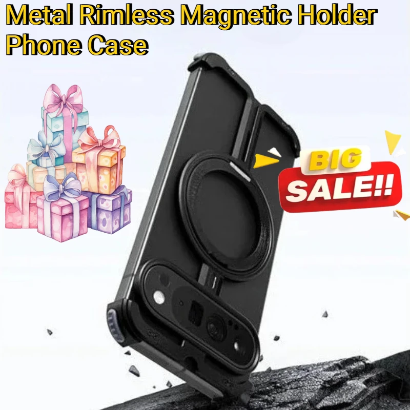 Para google pixel 8 pro design simples à prova de choque anti-risco lente proteger capa de metal sem aro suporte magnético caso do telefone