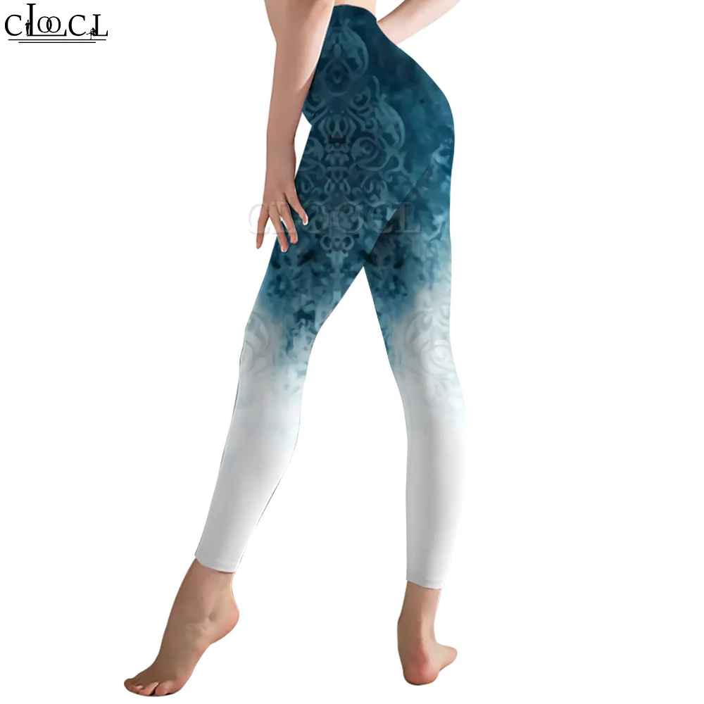 CLOOCL New Women Legging Gradient Blue Pattern 3D Printed Trousers High Waist Stretch Sports Legging Jogging Fitness Yoga Pants