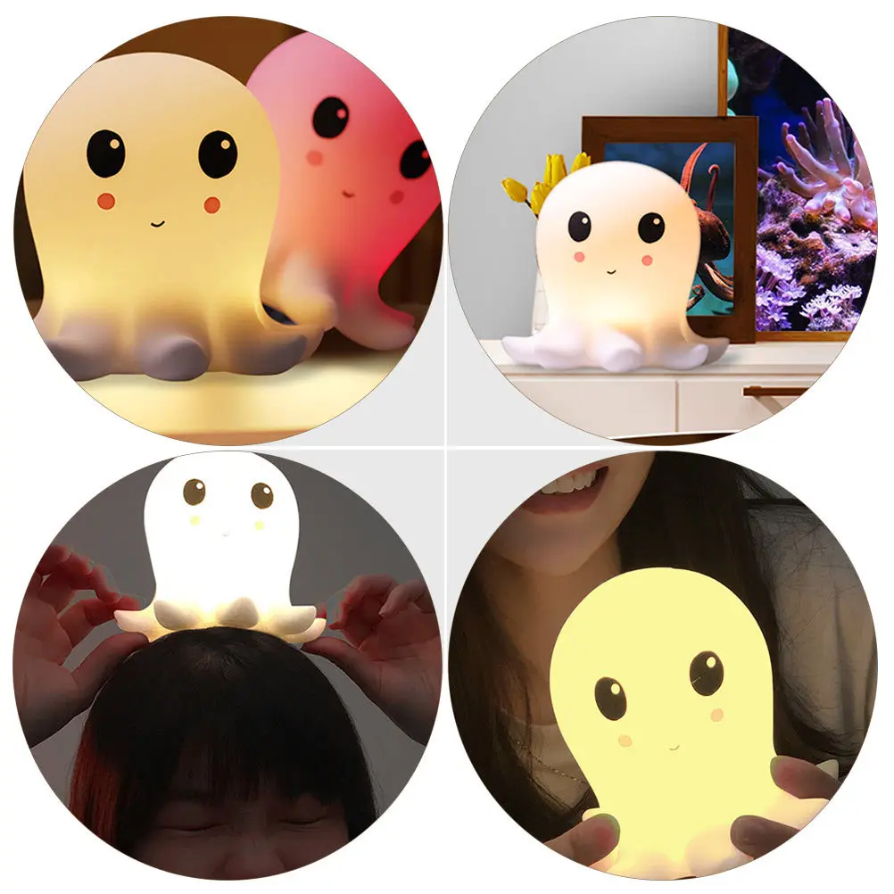 素敵なタコモデリングナイトランプ USB デスクトップライト 暖かい光 屋内使用 絶妙なシリコンベッドサイドランプ デスクトップナイトライト