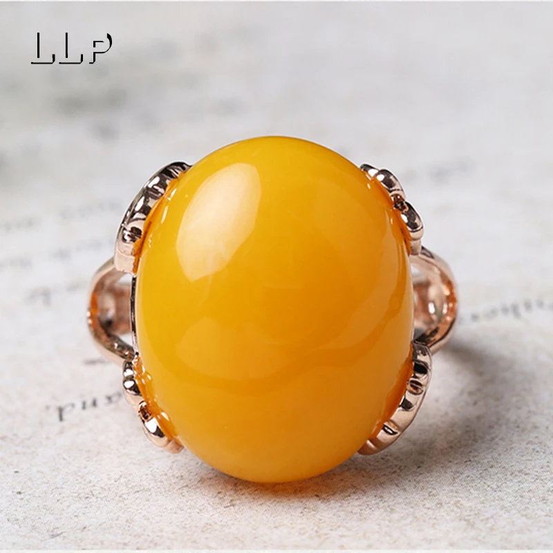 خاتم من الكهرمان الطبيعي مصنوع يدويًا من الأحجار الكريمة الحقيقية مع بريق طبيعي هدية مجوهرات أنيقة للارتداء اليومي #2