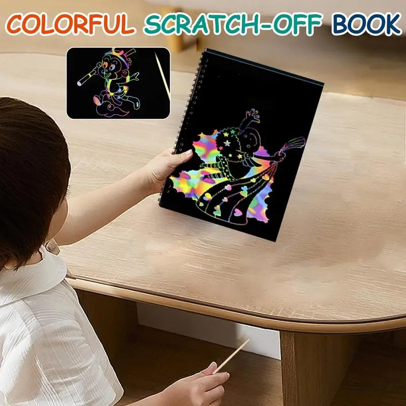 Scratch And Sketch Books Thickened Colorful Cardboard Scratch Book Educational Kids Art Book Multifunctional Painting Supplies