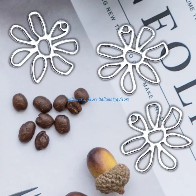 573B Set of 10 Irregular Flower Pendants Hollow Flower Pendants Jewelry Making Accessories DIY Necklace Bracelet Supplies