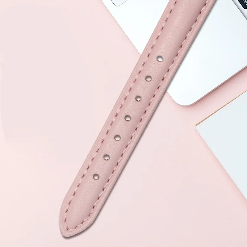 Watch Belt Women\'s Genuine Leather For Weilushi Feiyada Fossil DW Black White Pink Brown Watch Strap 12mm 14mm 18mm 20mm