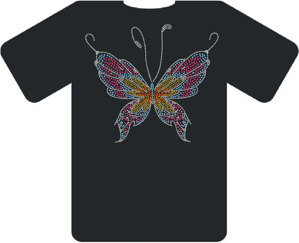 

Butterfly Patch Rhinestone Motif T-Shirt Sticker Custom Crystal Applique Heat Transfer Stickers Diy Steentjes Decorations