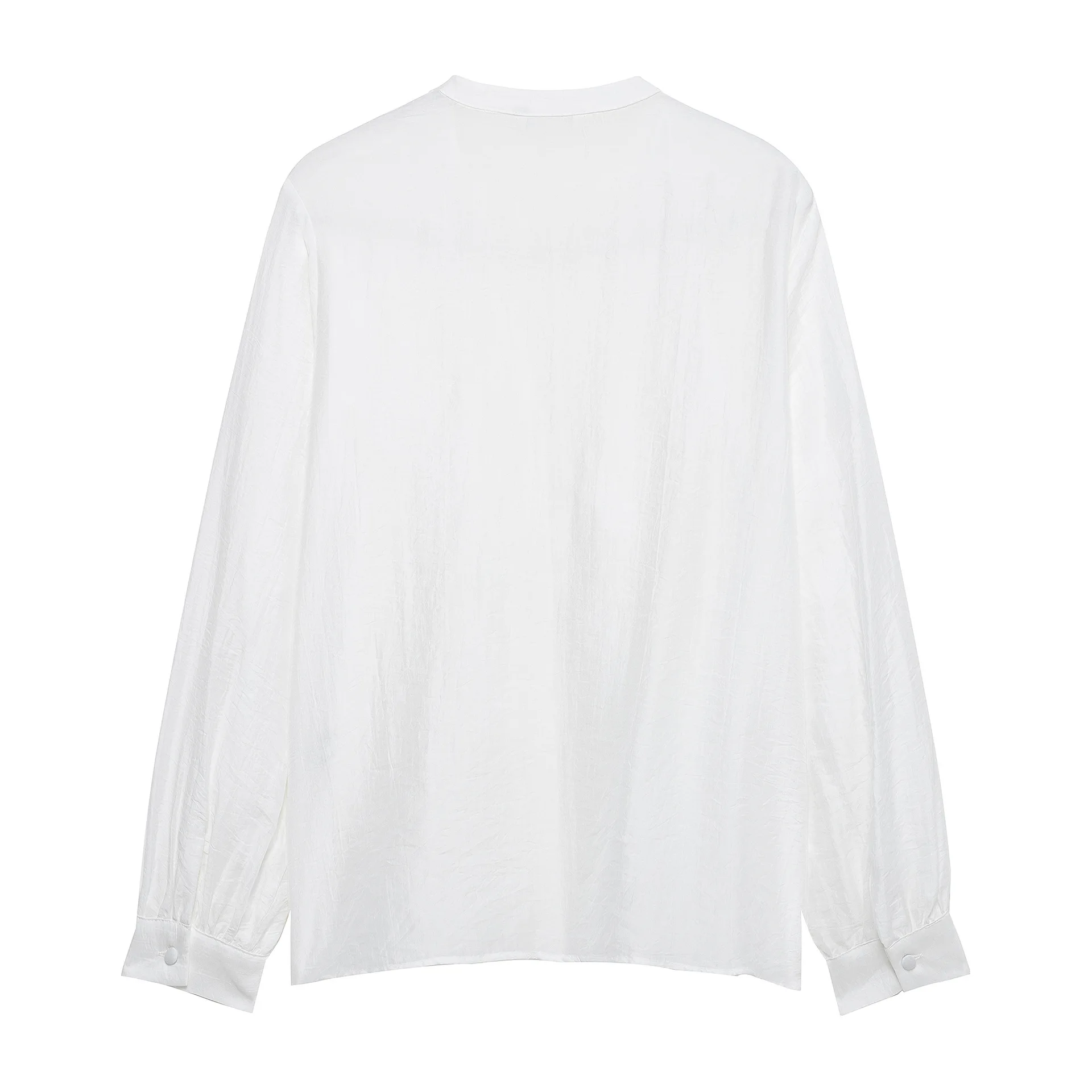 Nowa moda damska europejski styl amerykański bluzka w jednolitym kolorze na co dzień wiosenna pionowa koronkowa warstwowa dekoracyjna koszula Top