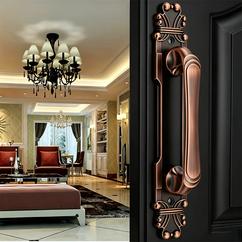 2Pcs Sturdy Zinc Alloy Door Handles, Door Pulls No Drilling Required, Easy to Install, Perfect for Double Doors, Cabinets, Stora