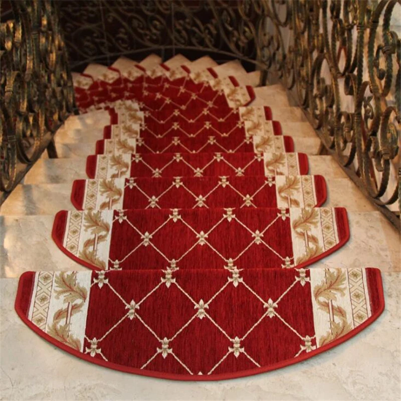 Customized beauty New European wind stair mats step mat from glue self-adhesive silicone bottom non-slip mats High end carpet
