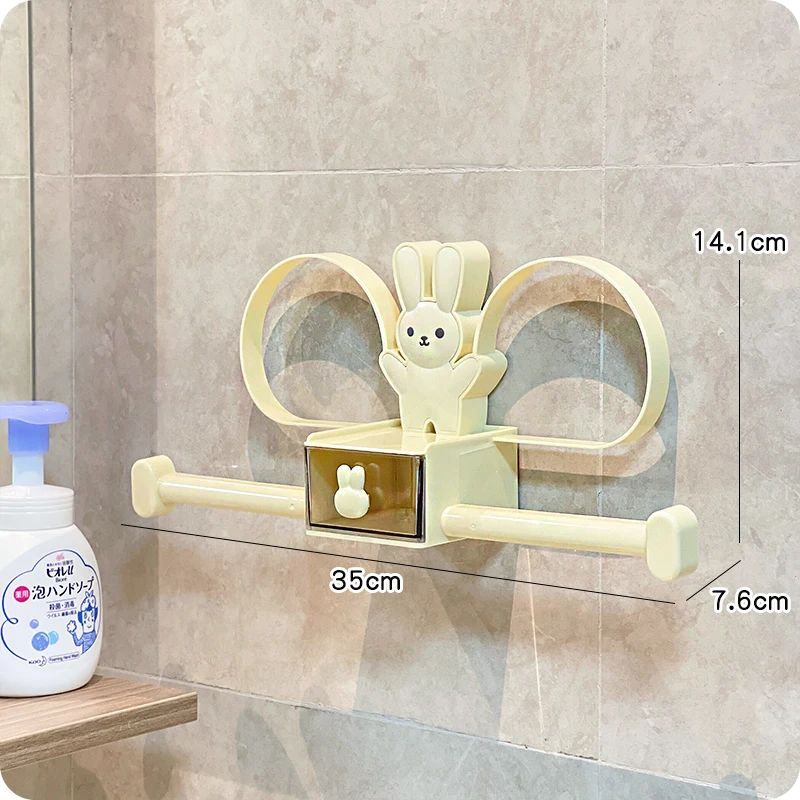 Bathroom Wall Storage Without Punching Wall Storage Rack Hook Hair Band Storage Box Cute Towel Rack images - 6