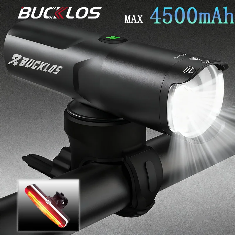

BUCKLOS Bright Bicycle Light USB Recharge Bike Front Lights 4500mAh Mountain Bike Lamp 1500LM Waterproof Bicycle MTB Headlight