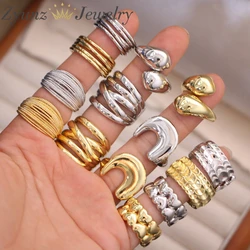 10pcs, Irregular Chunky Opening Rings For Women Gold Color Drop Geometric Ring Fashion Simple Party Christmas Jewelry