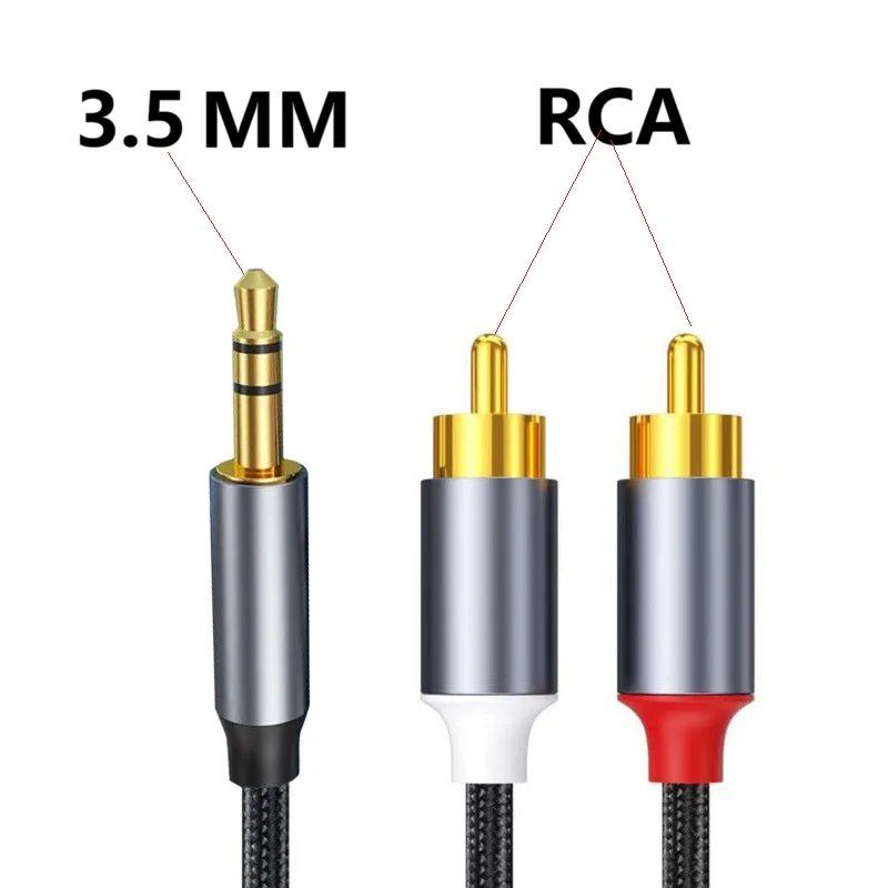 3.5mm plug To 2RCA Cable 2 RCA Splitter Adapter Cable Audio Connection Male to Male Stereo Aux Cord Cable for Stereo Speaker view 2