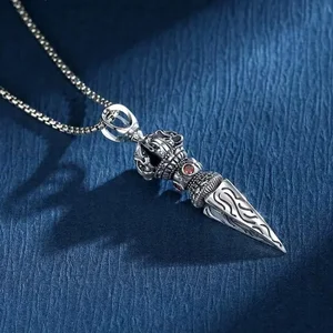 Retro Budista Exorcista Vajra Colar Pingente para Homens, Moda Religiosa Boa Sorte Amuleto, Jóias de Riqueza 8 principais vendas amuletos e talismãs poderosos - №7