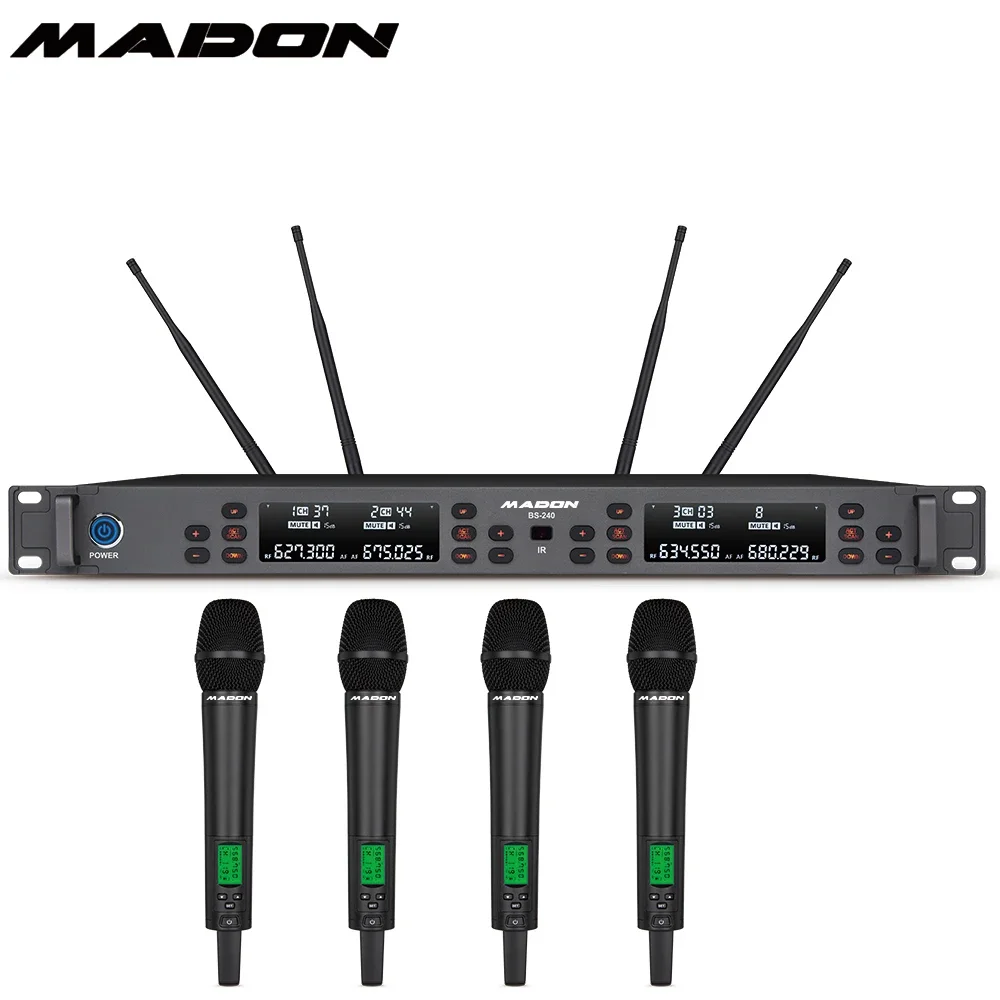 Madon Hot Selling Sound system MIC BS-240 series One drive Four Digital wireless Microphone with OK-DPA3 HAND-HELD MICROPHONE