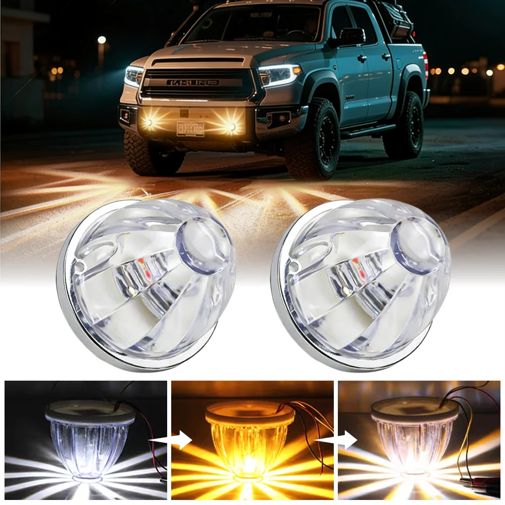 1/2 Uds luces de sandía de doble revolución luces de Semi camión LED estrella agua melón marcador LED debajo de luces brillantes 9-30V para camión, coche