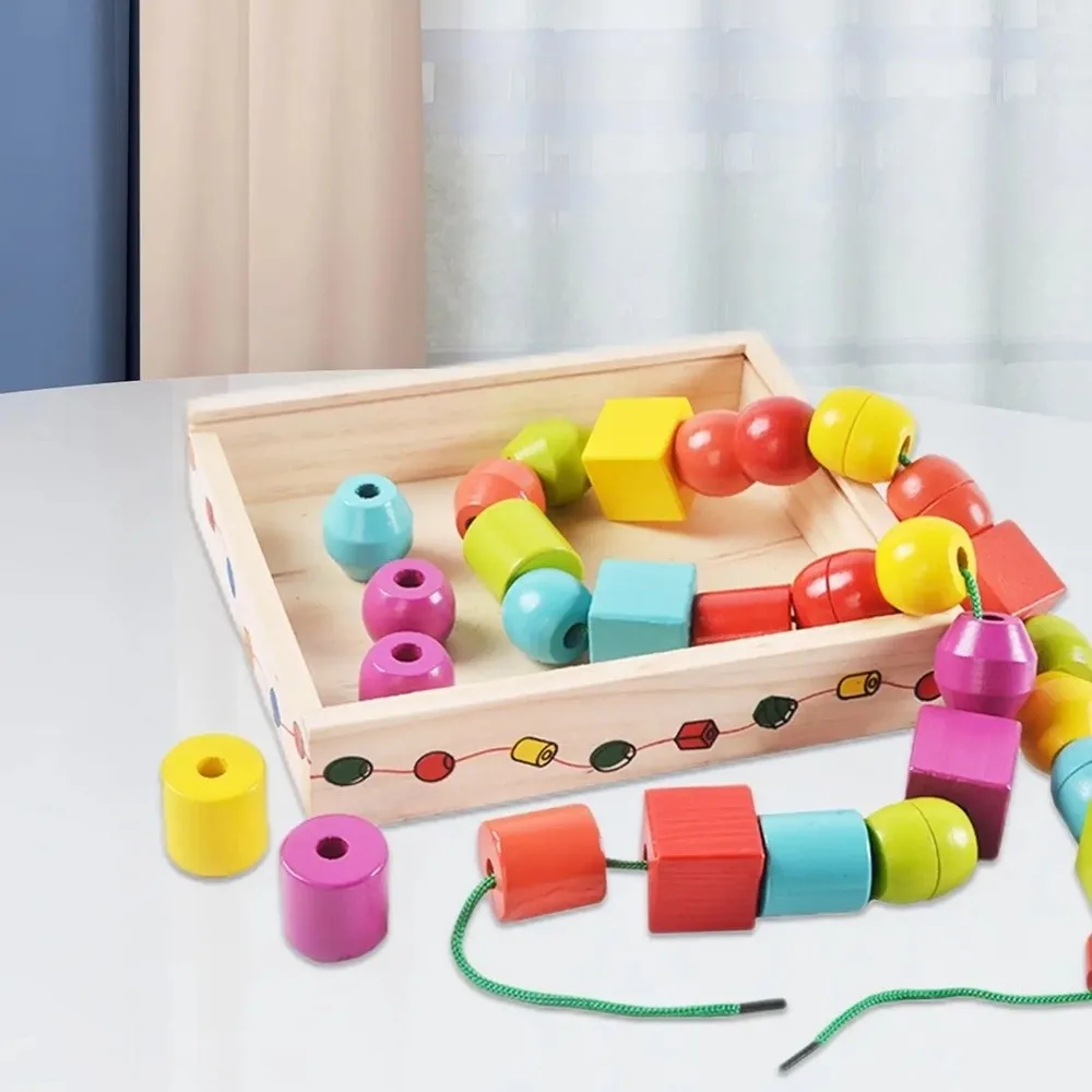 

Colorful Wooden Toys Wooden Material Matching Game Early Educational Toys Beaded Design Funny Color Shape Matching Puzzle