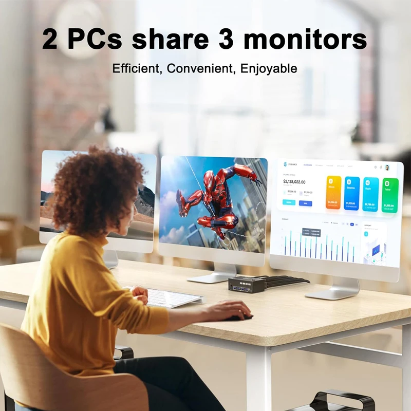 Commutateur KVM USB de partage d'écran, compatible HDMI, adaptateur séparateur compatible HDMI, écran étendu 8K