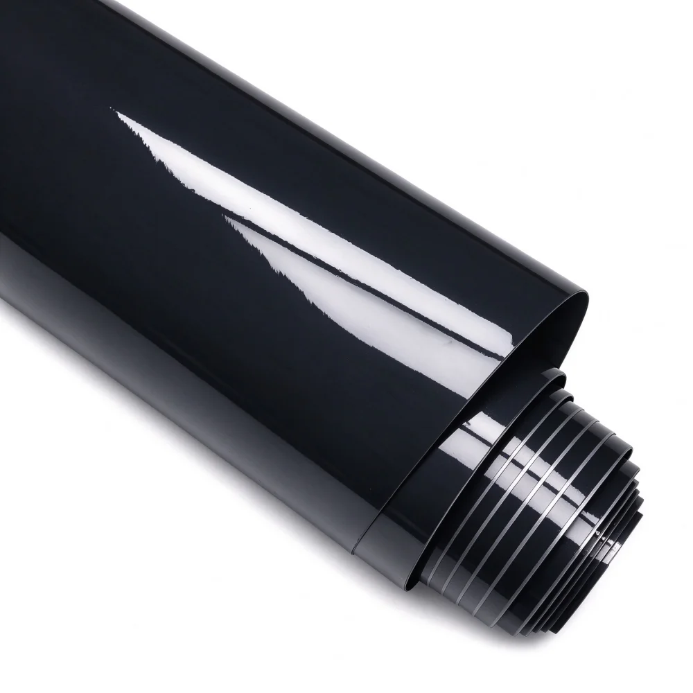 Glossy Black Vinyl Wrap Film Gloss Black Self Adhesive Vinyl Wraps Film Bubble Free Sticker Vehicle Window Trim Mirror