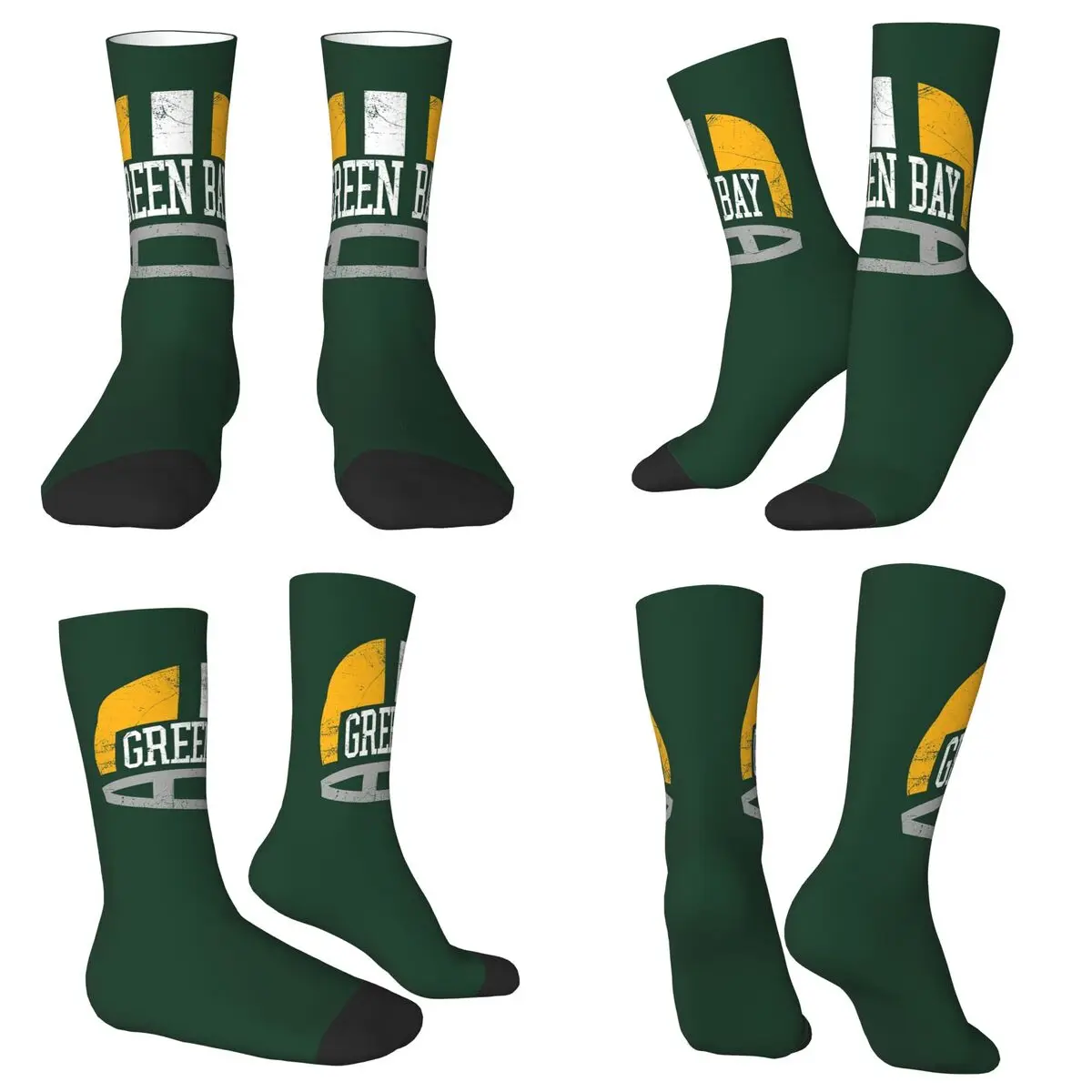 

Green Bay Retro Helmet - Green Socks Harajuku Super Soft Stockings All Season Long Socks Accessories for Unisex Christmas Gifts