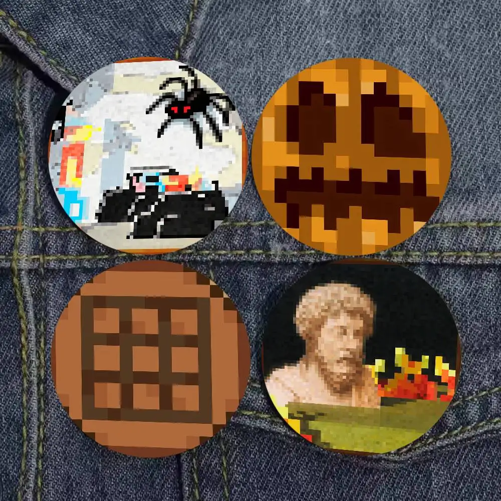 Funny Cool Gaming Pixel Art Badge Metal Brooch for Bag Clothes Hat Decor Cosplay Accessories Gifts Gamer Play Decoration
