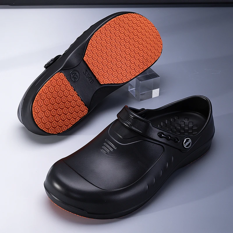 New Non-slip Chef Shoes For Men Mules Lightweight Slip-on Casual Slippers Man Platform Sandals Comfortable Soft Men's Work Shoes