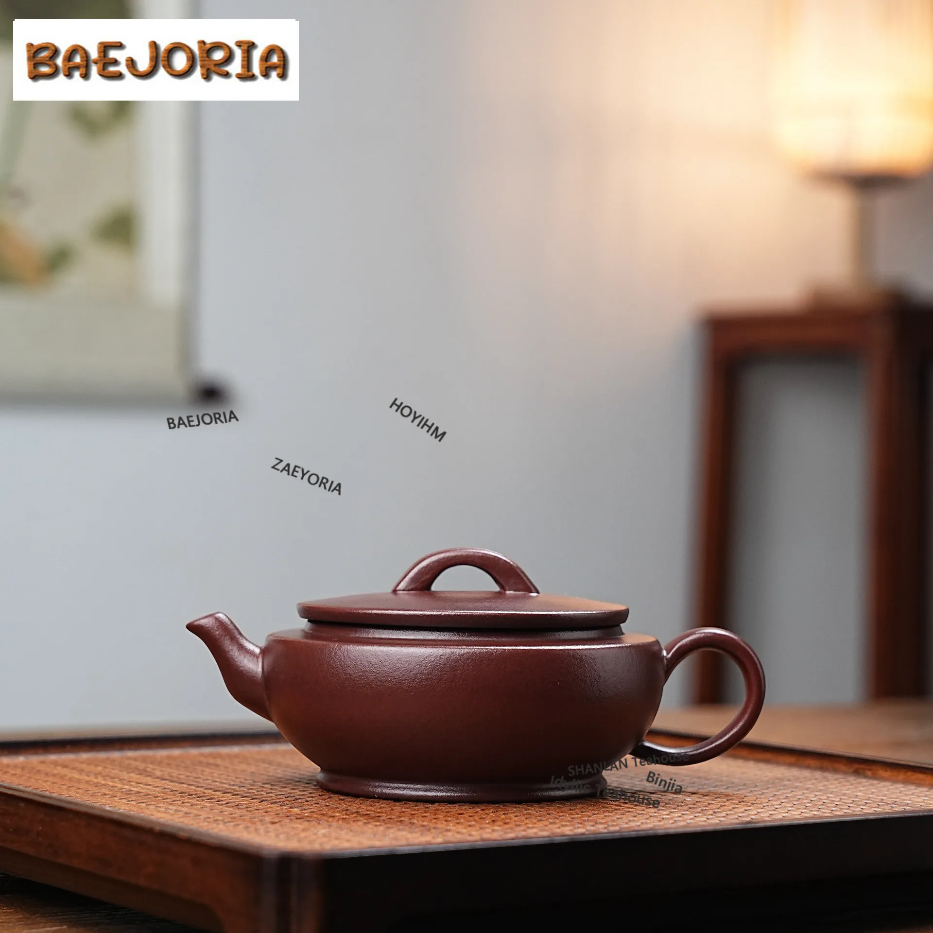 BAEJORIA 200ml Authentic Yixing Purple Clay Teapots Handmade Large Caliber Pot Raw Ore Purple Mud Kettle Zisha Tea Set Cafes
