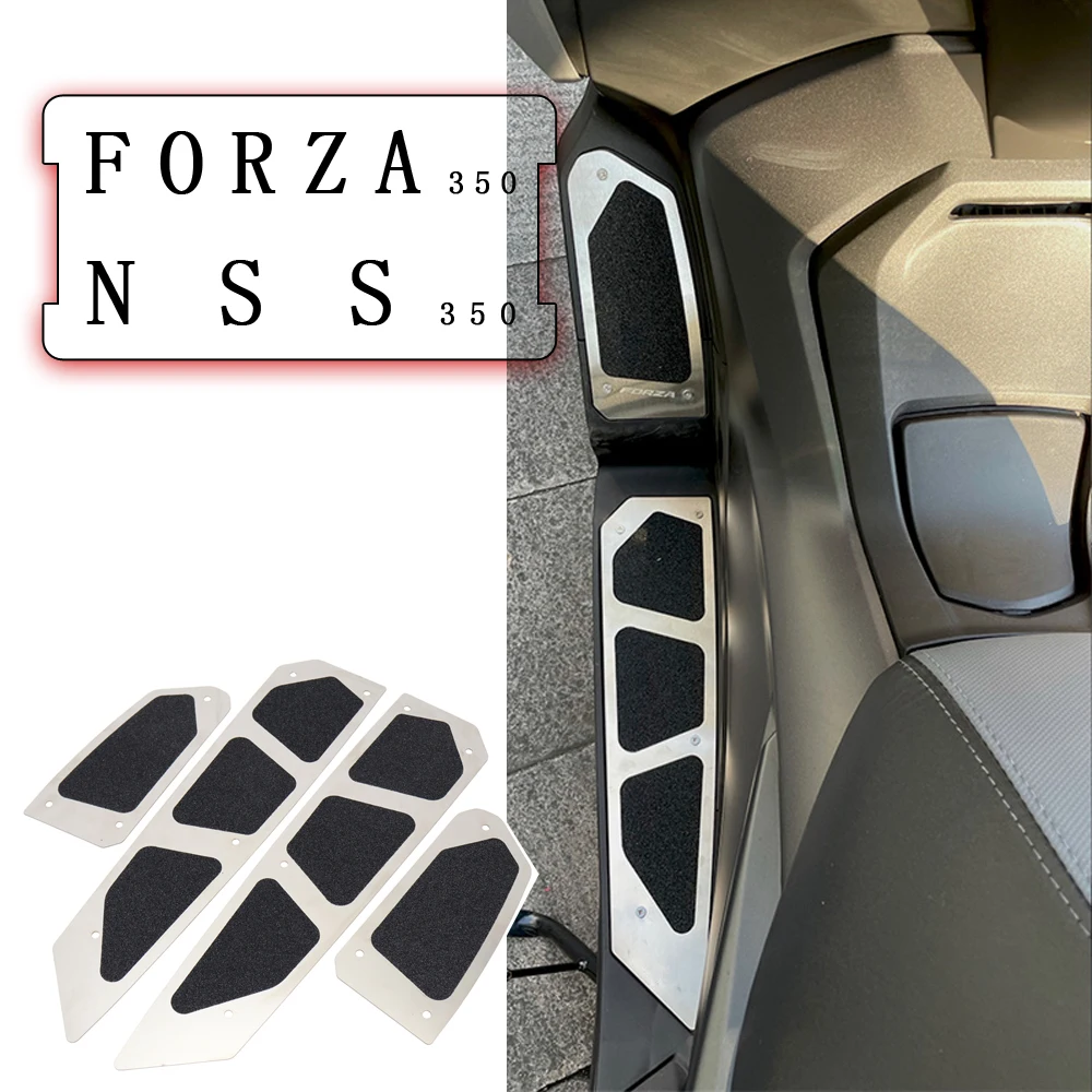 

New 1 set Motorcycle Stainless steel forza350 footrests forza foot pad foot rest footpads mats plate For Honda Forza 350 NSS350