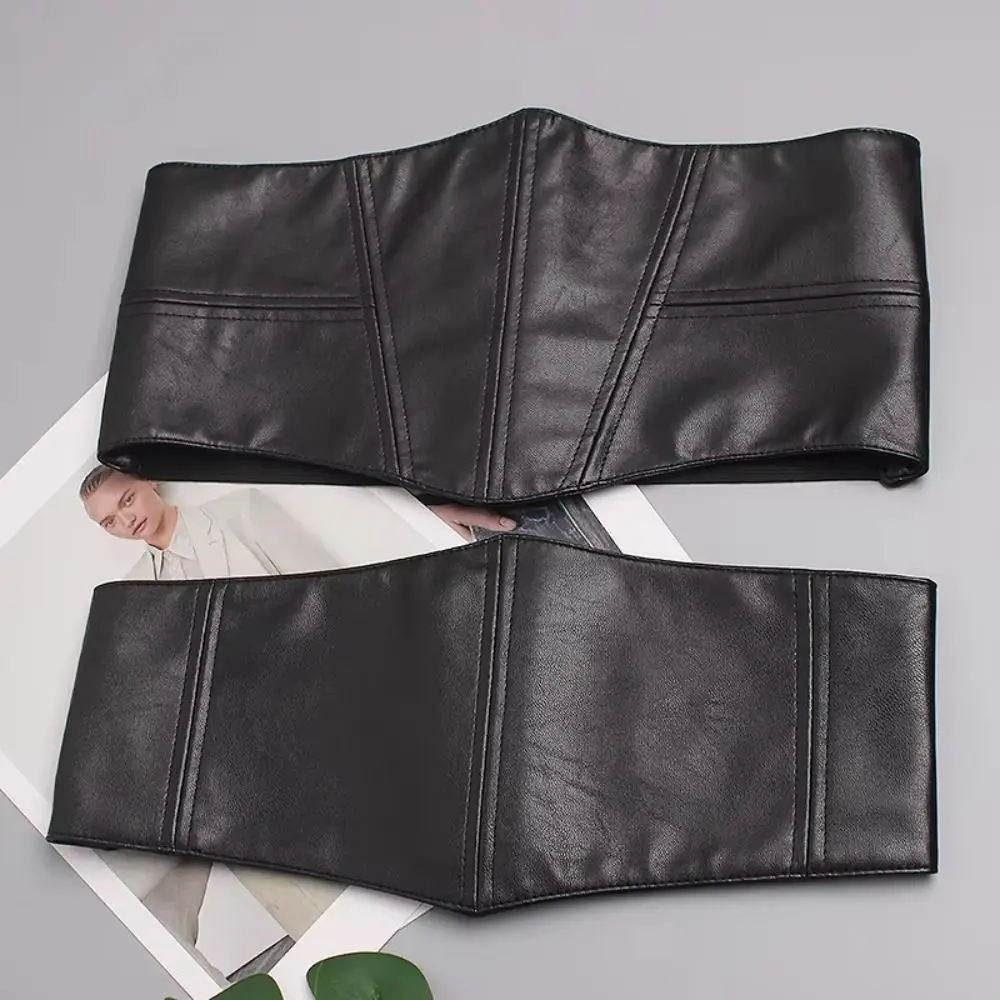 Slimming PU Leather Plus Size Cummerbunds High Waist Dress Girdle Female Waistband Strap Wide Waist Belt Dress