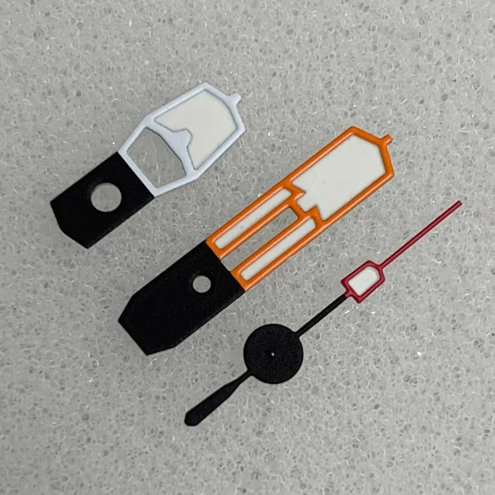 Modified watch accessories: orange, red and white, color-blocked hands, green luminescent hands, suitable for NH35/36/4R7S movem