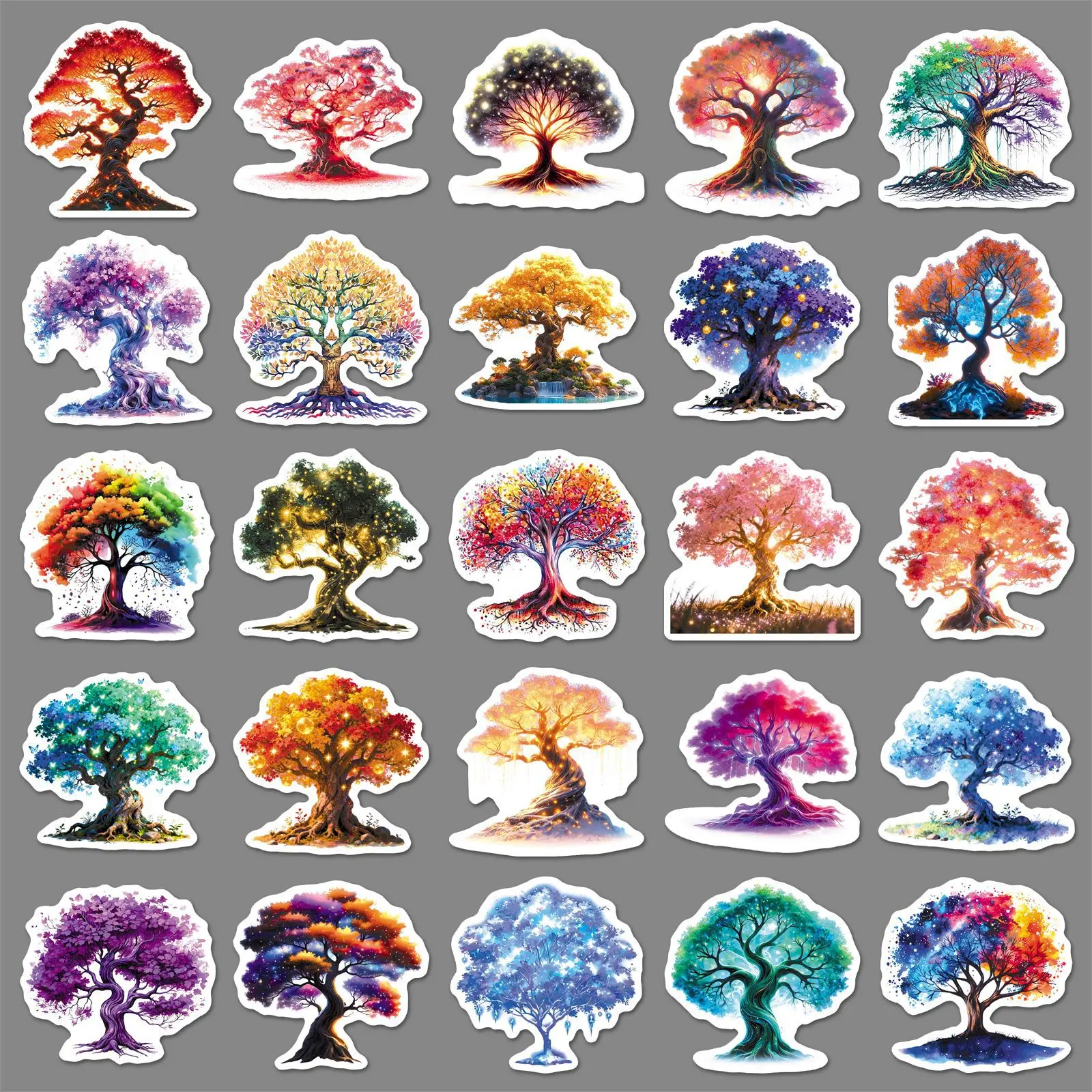 10/50 PIÈCES Lumineux Vie Arbre Graffiti Autocollants Arbres Créatifs Dessin Animé Autocollant BRICOLAGE Bagages Téléphone Guitare Scrapbook Autocollant Étanche