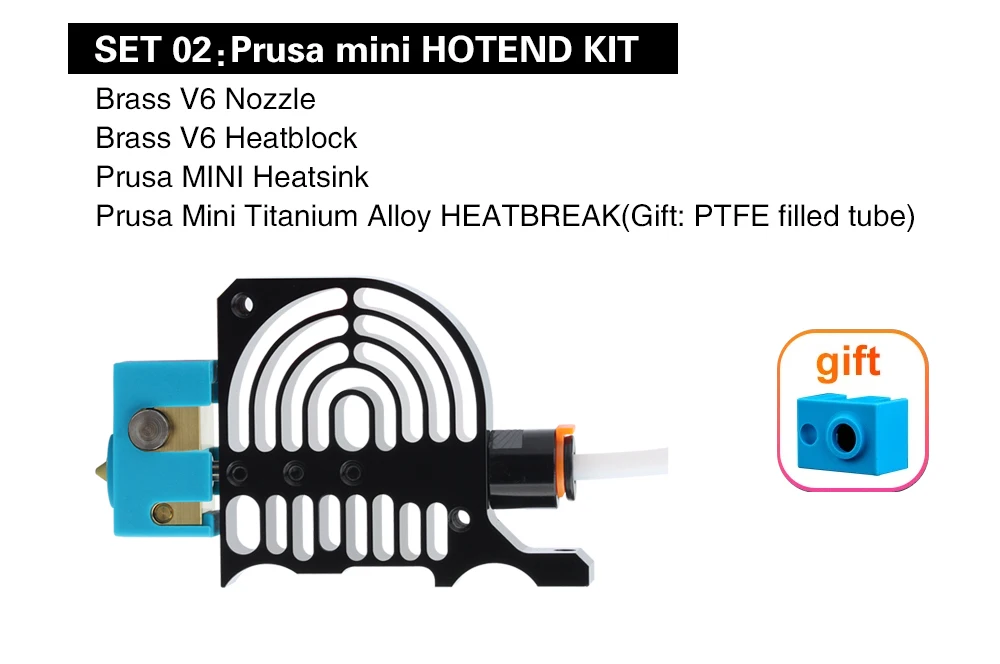 Trianglelab Prusa MINI Hotend Upgrade-Kit Titan-Legierung HEATBREAK Messing HEATBLOCK für Prusa MINI Hochtemperatur V6 DÜSE – Detail 4