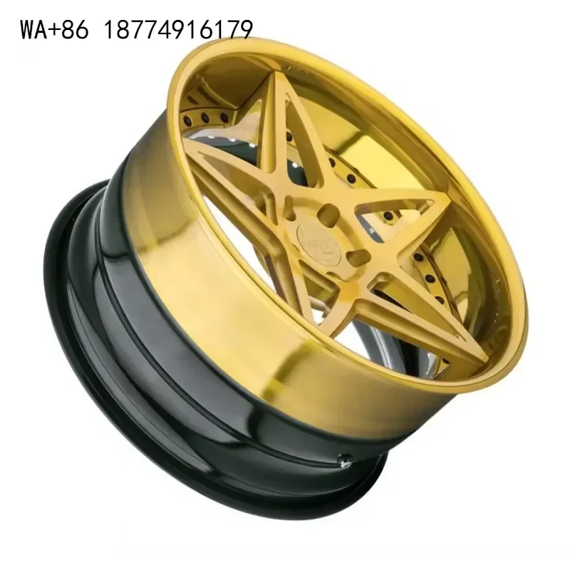 wmwmnu Brushed Gold Star Shape 2pcs Forged Wheels 17 18 19 20 21 22 Inch 5x112 5x120 Aluminium Alloy Forged Car Wheels