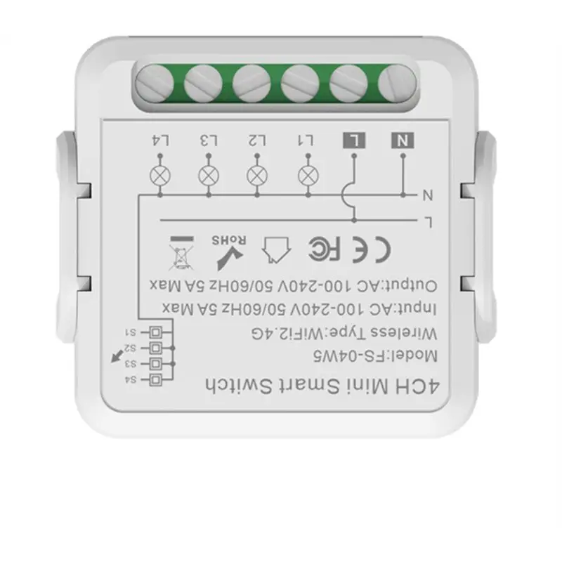 B50B Mini Zigbee Curtain Module, Smart WiFi Curtain Module 4CH, TUYA Curtain Switch for Home Automation DIY