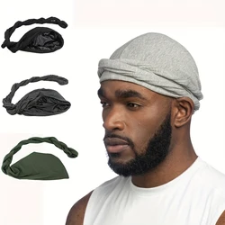 1 pz turbante africano Durag per uomo, sciarpa foderata in raso di seta per uomo fascia per la testa, scelta ideale per i regali