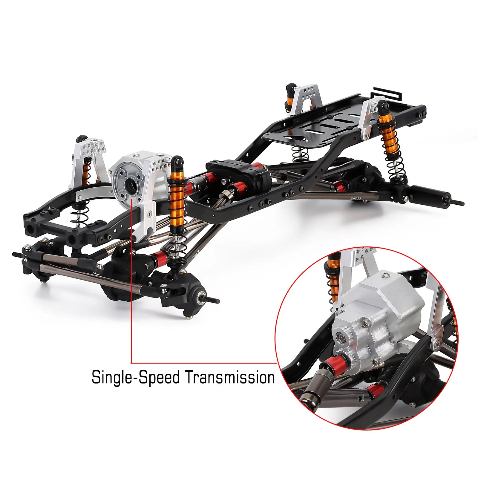 Metal 313mm Wheelbase Chassis Frame with Prefixal Single / 2-Speed Transmission for 1/10 RC Crawler Car Axial SCX10 90046