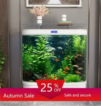 

Double Round Fish Tank Living Room Small Medium Household Floor Wall Mounted Back Filter Integrated Glass