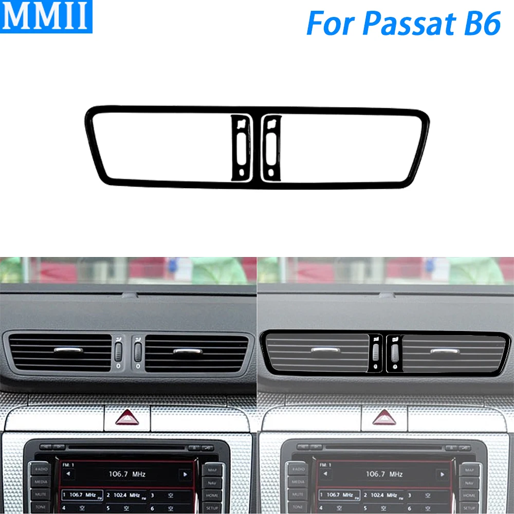 

For Volkswagen Passat B6 2006-2011 Piano Black Dashboard Central Air Outlet Panel Trim Cover Car Interior Accessories Sticker