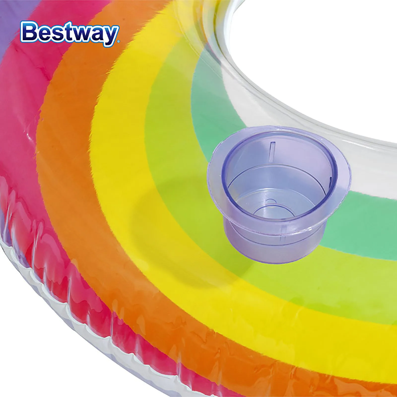 Bestway-inflável arco-íris sonhos nadar anel, flutuador, arco-íris colorido com decoração de nuvem branca, 43647