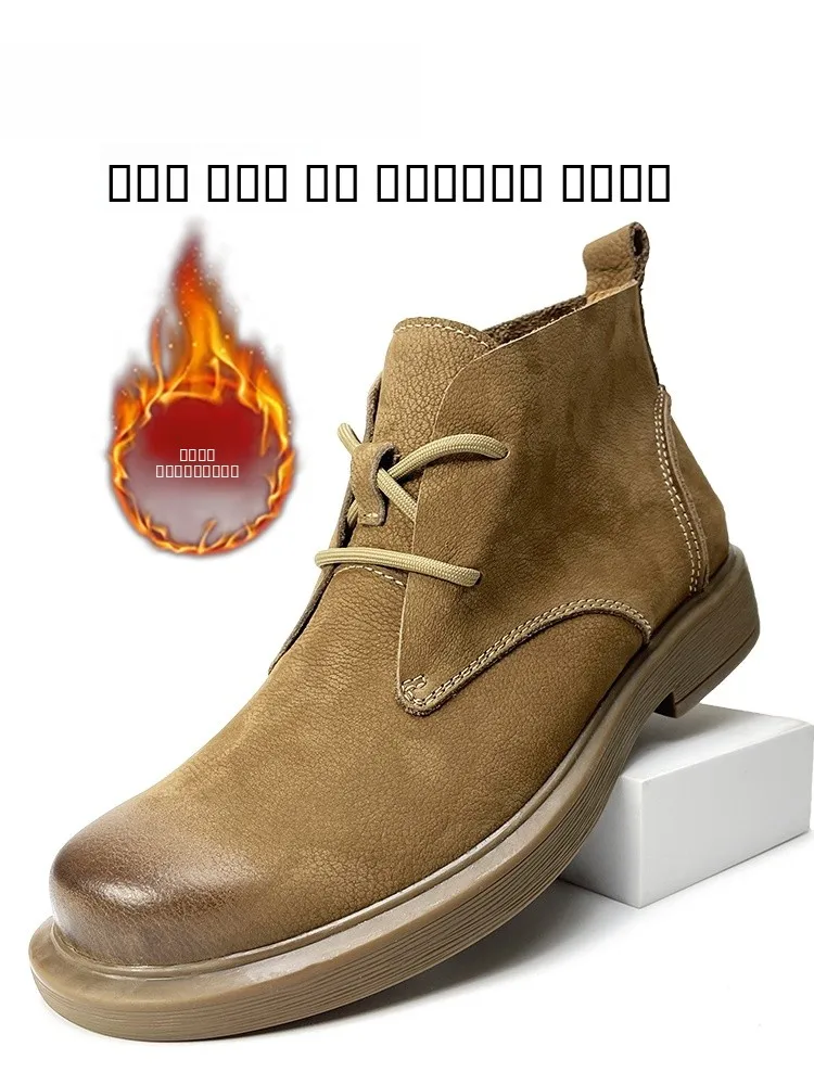 

High-Top Genuine Cowhide Boots Autumn Winter Thiened Cotton oes Men's Casual Soft Bot Leather oes Breathable ...