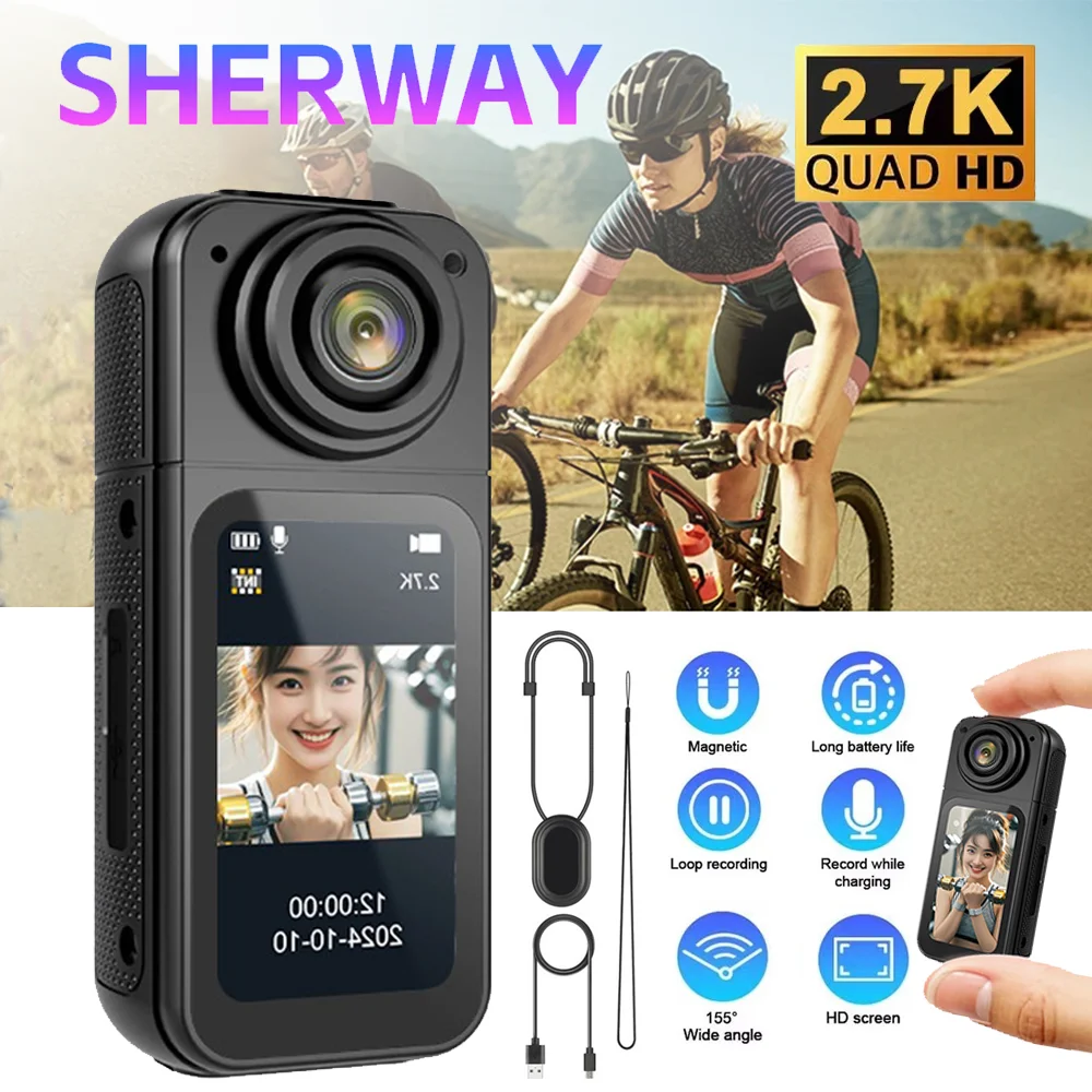 27K Action Camera with HD Screen and Magnetic Pocket